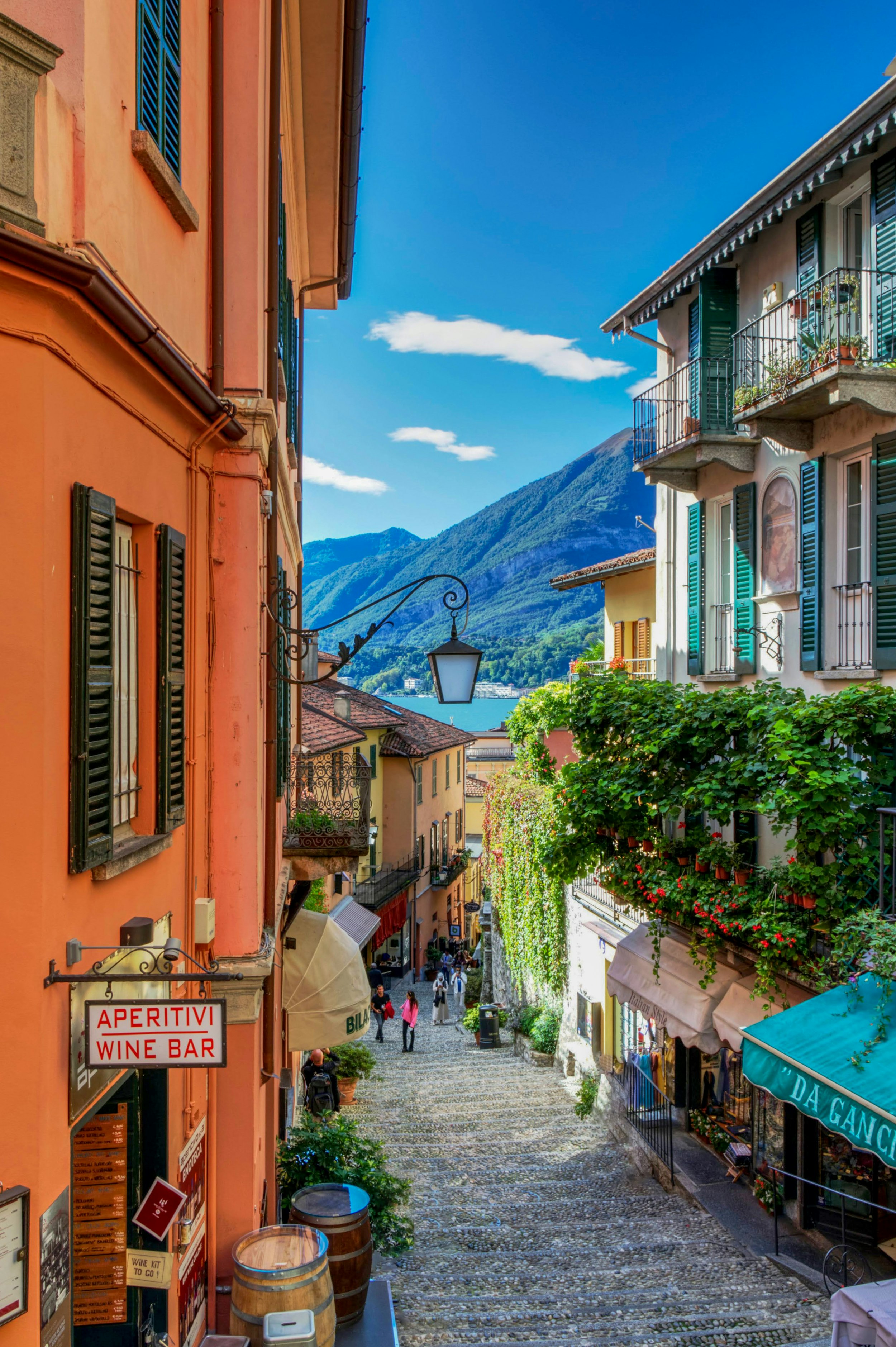 a cobblestone street in a small town