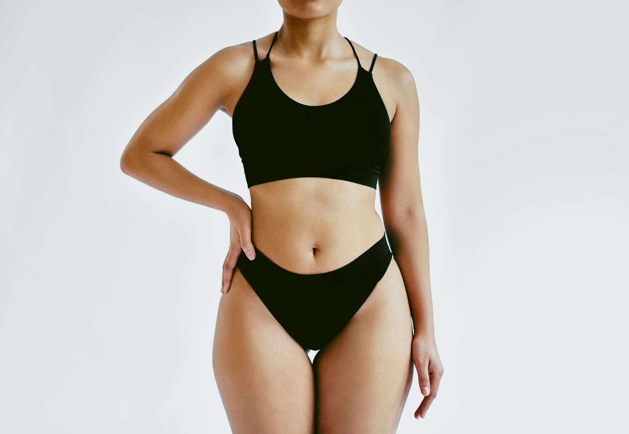 Woman wearing black undergarnments