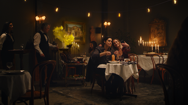 couple at table in restaurant