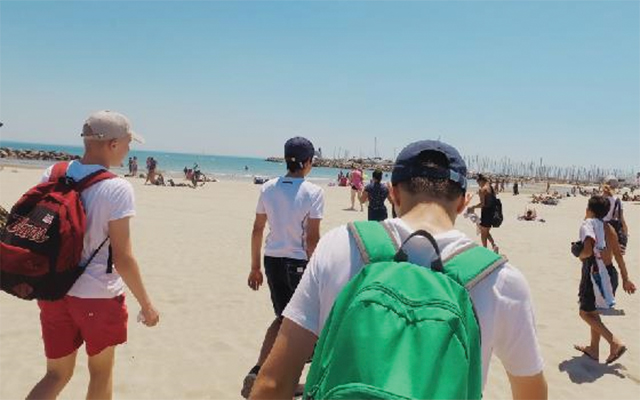 Students at the beach