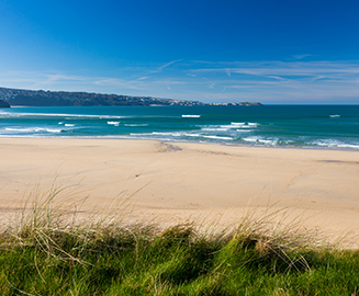 View across Hayle Towans sand dunes