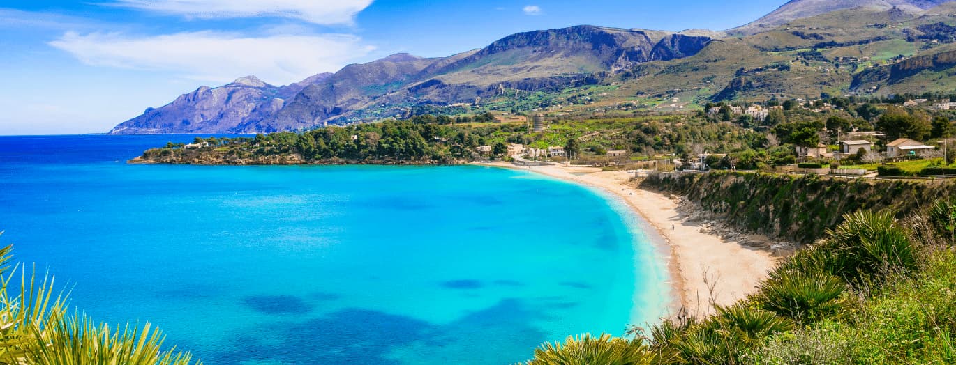 Scenic view of the coastline and beaches in Sicily