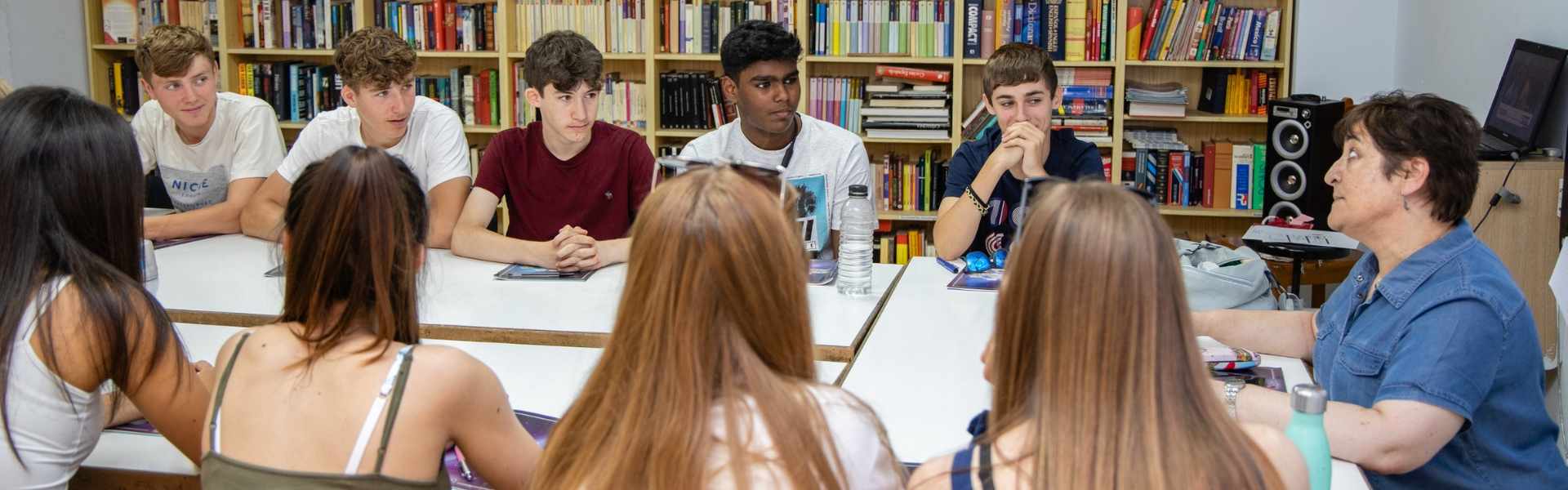 Students in a classroom learning French