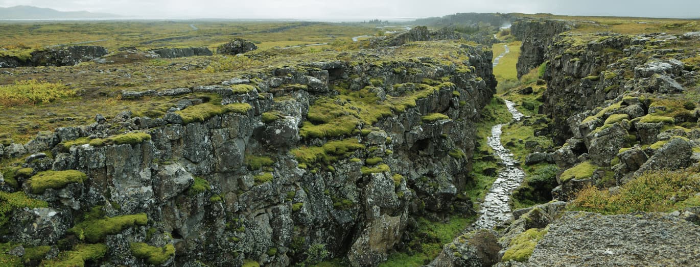 Tectonic plates in Thingvellir National Park in Iceland