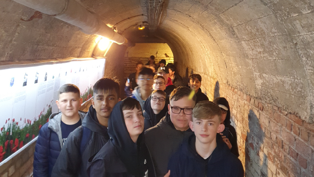 Students inside a tunnel