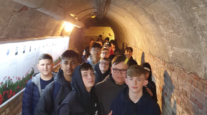 Students inside a tunnel