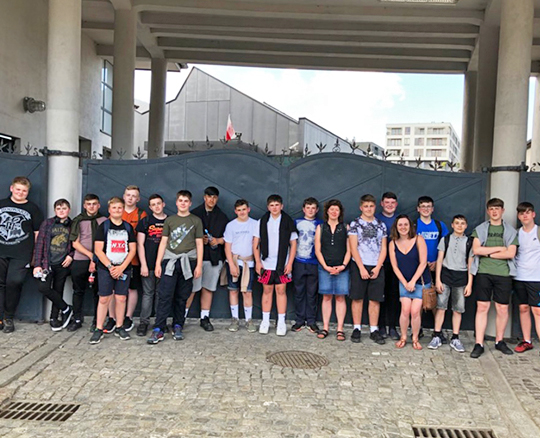 School students visiting Oskar Schindler's Enamel Factory