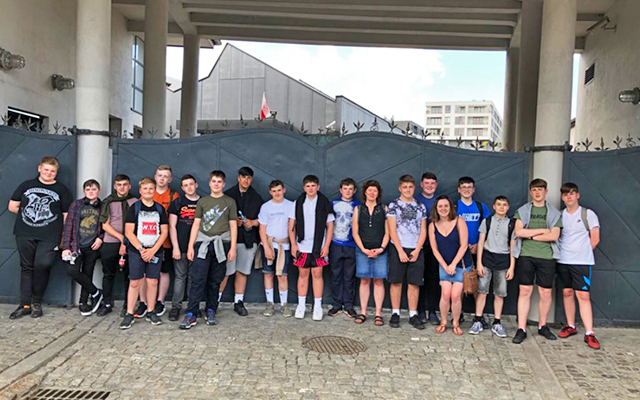 School students visiting Oskar Schindler's Enamel Factory