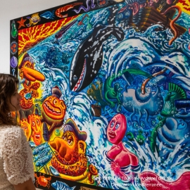 Girl looking at work of art in Paul Valery Museum