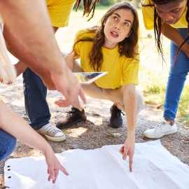 Students on treasure hunt