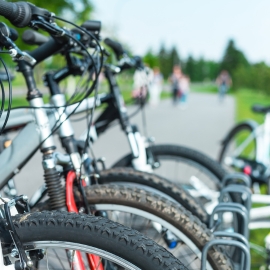 Bikes in a bike rack