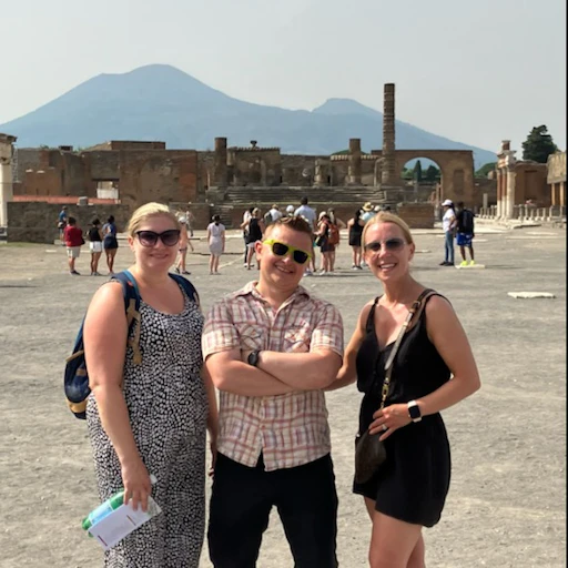 Staff in Pompeii Staff standing in front of pompeii