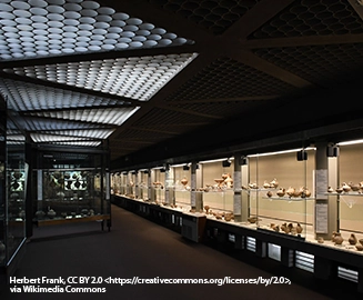 A view of a long gallery inside Paolo Orsi Museum