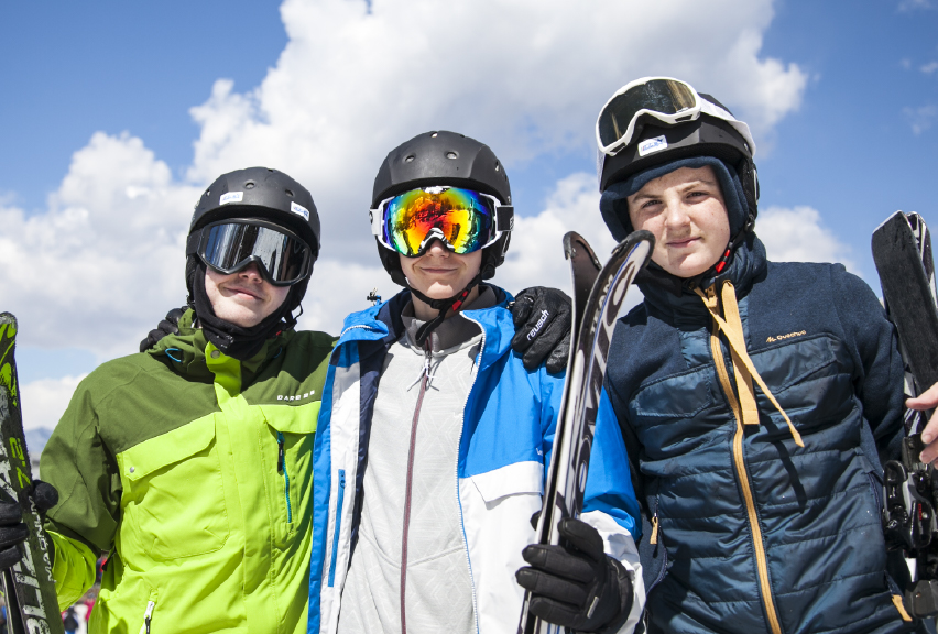 school students in ski gear