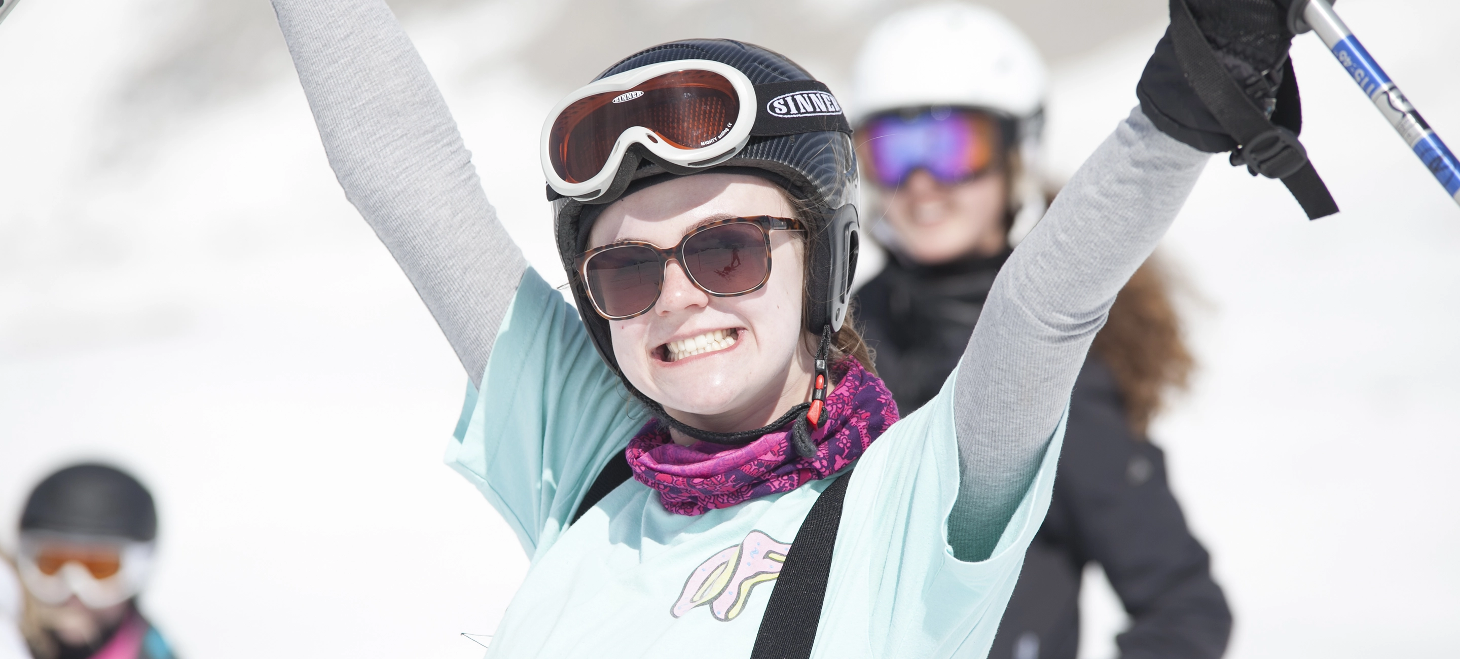School pupil in ski gear on a piste