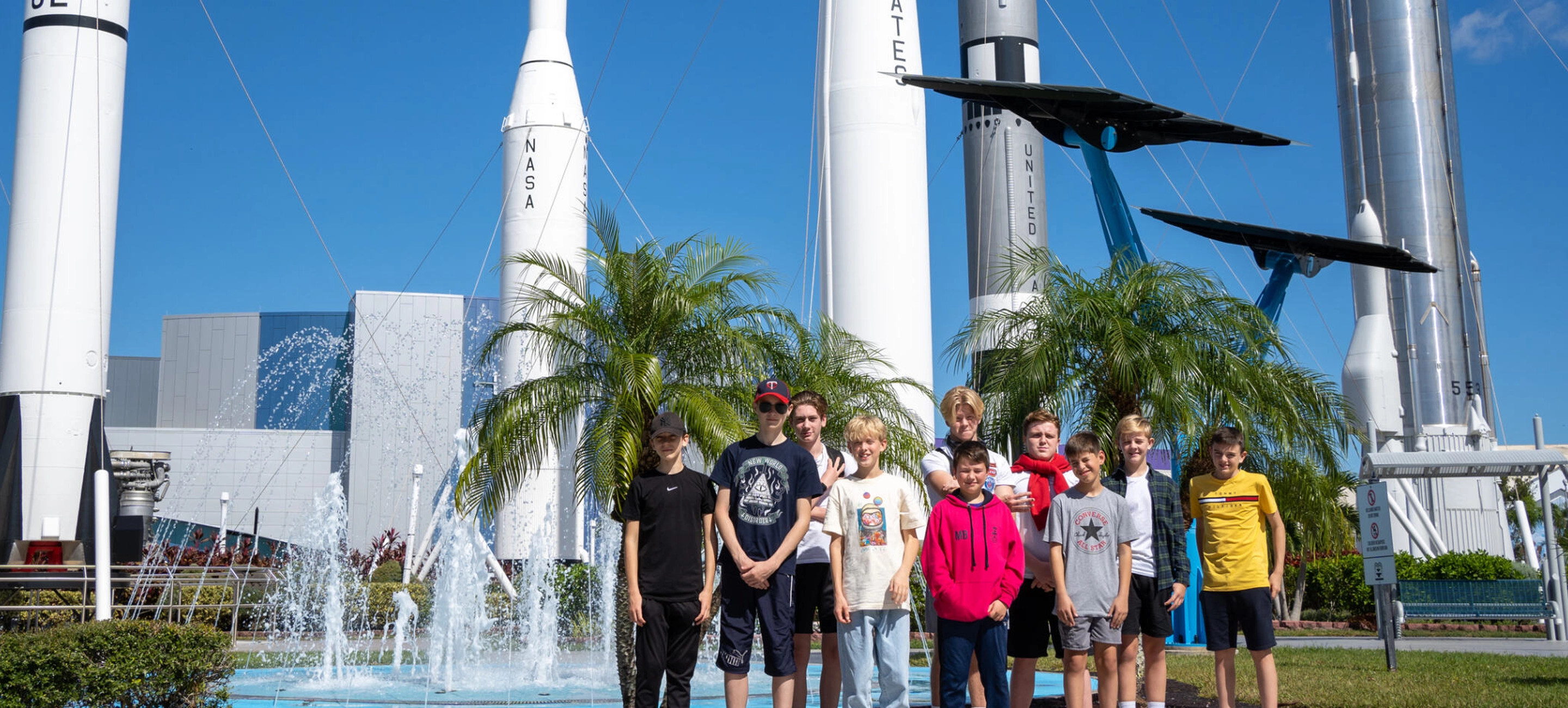 School children outside NASA
