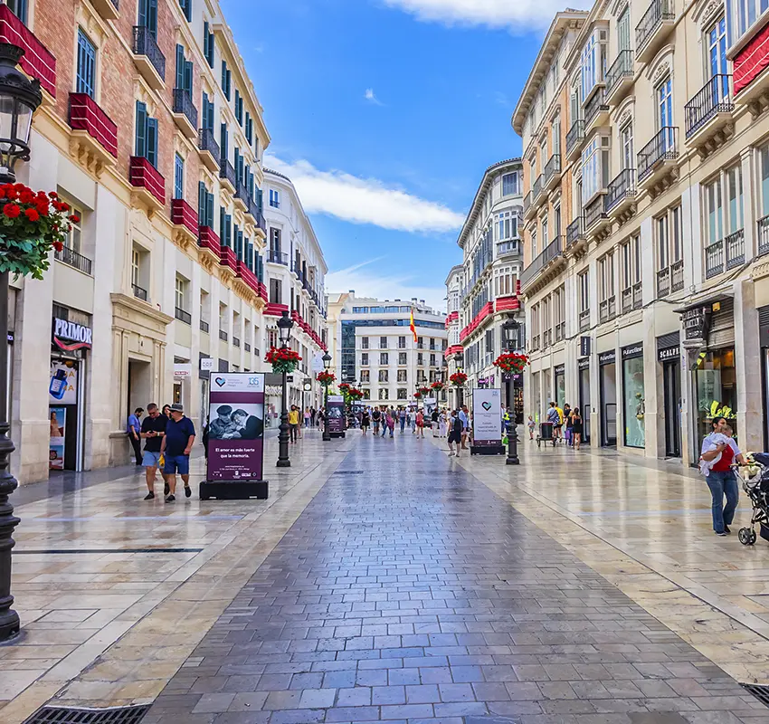 A shopping street in Malaga