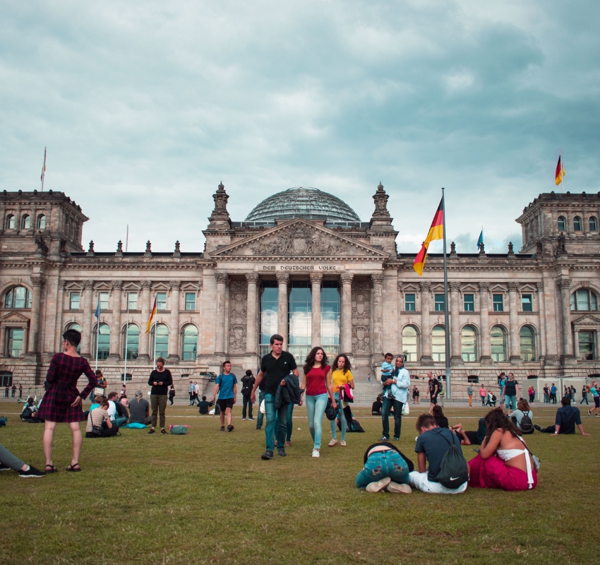 View of the lawn in front of the Reichstag