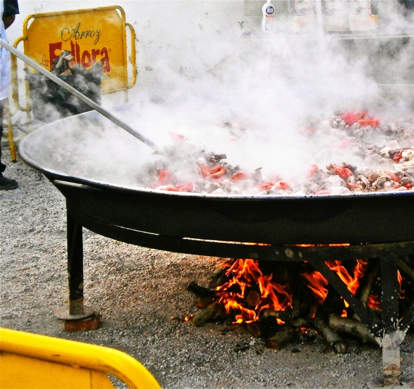 Paella cooking on the beach