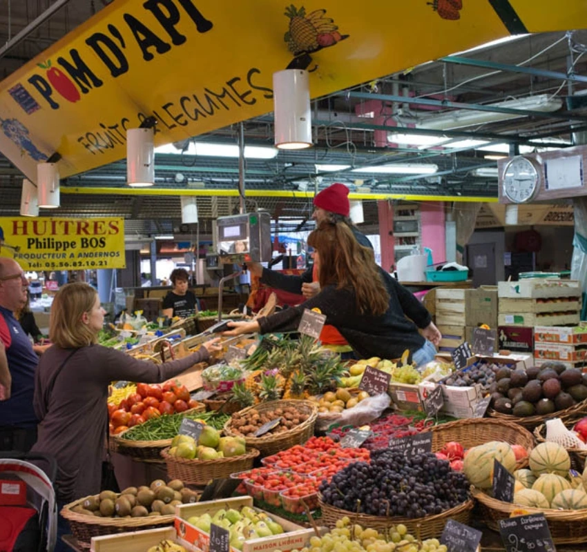 Fruit and vegetable stall at the Marché des Capucins in Bordeaux