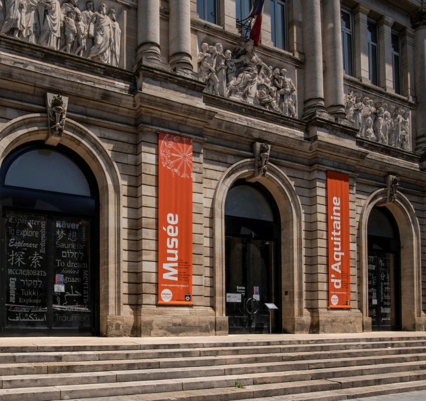 View of the front of the Musée d'Aquitaine in Bordeaux, France