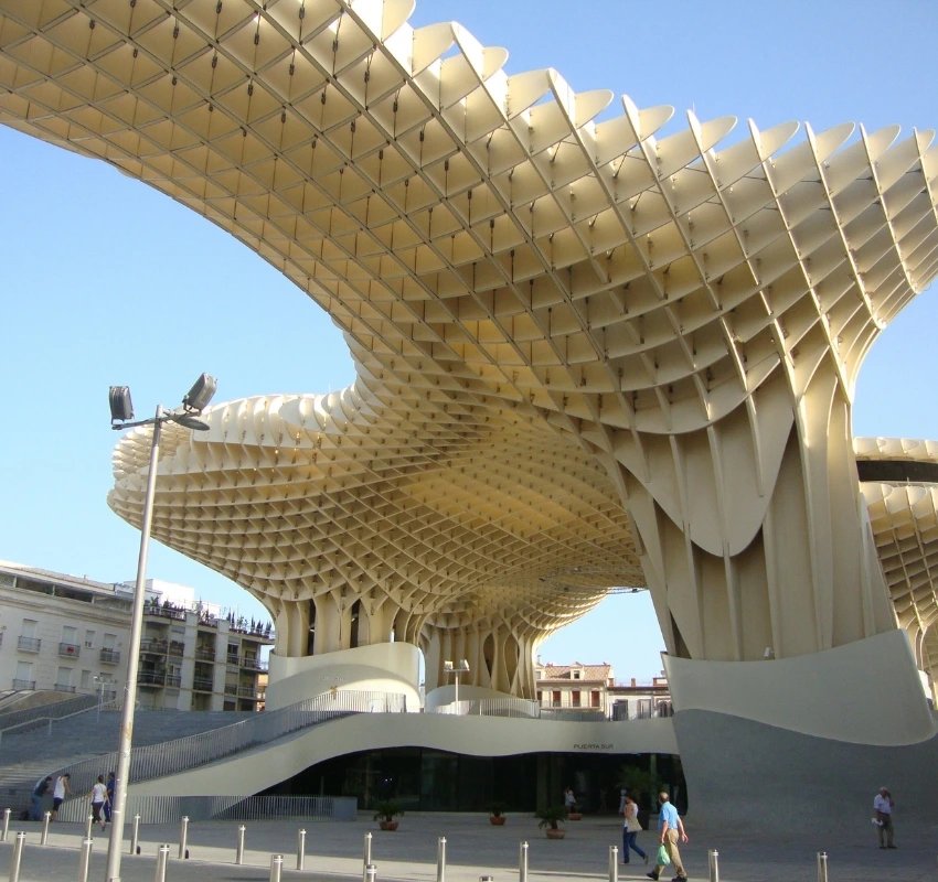 View from below of the canopy of the Setas de Sevilla monument