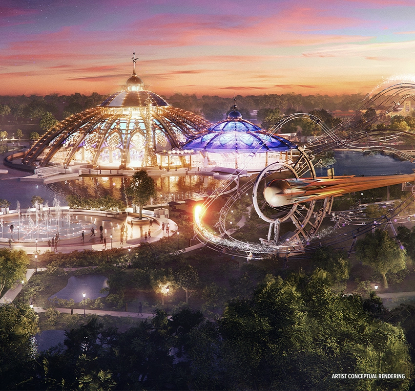 Artistic rendering of Celestial Park at Universal Epic Universe