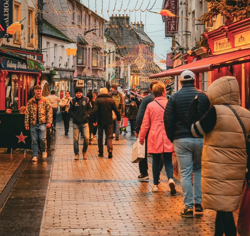 People walking down street in Dublin