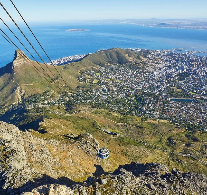 View from the top of Table Mountain of the cable car