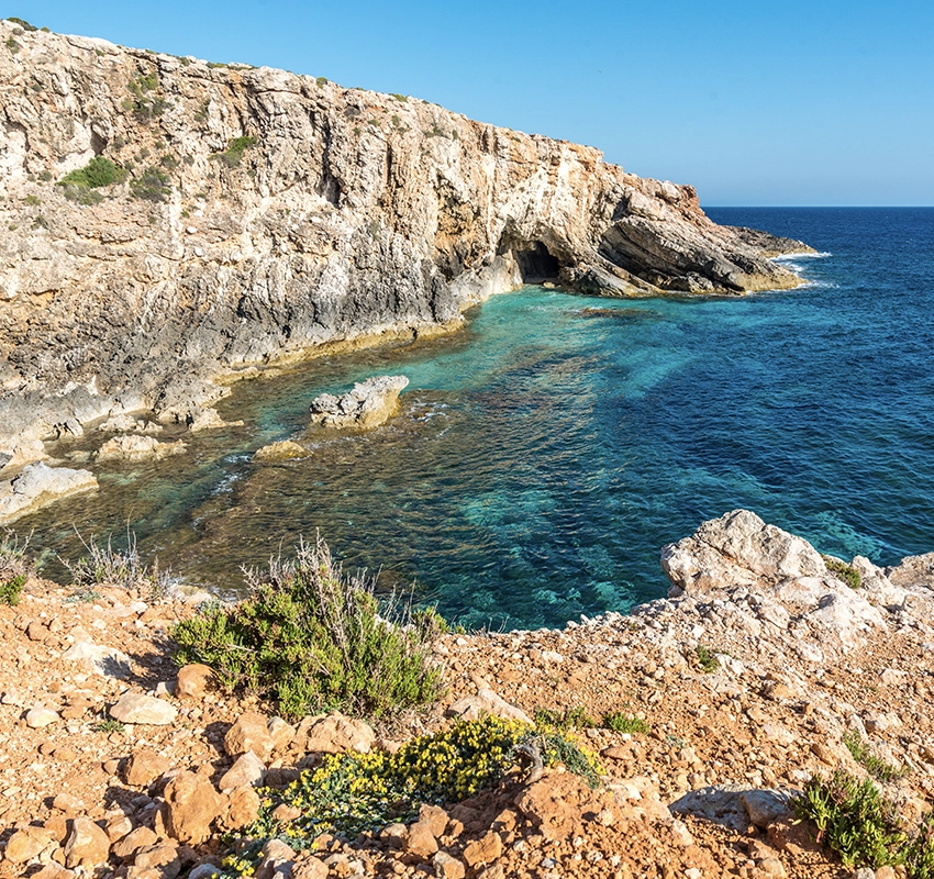 Scenic coastline of ghar lapsi