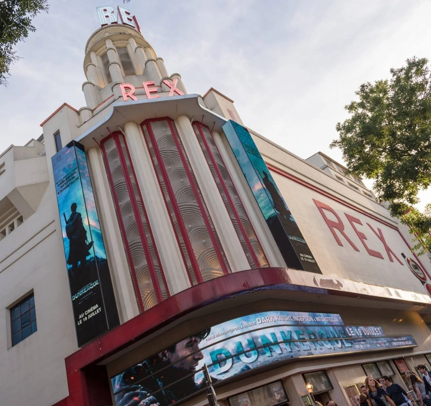View of the exterior of Le Grand Rex cinema in Paris