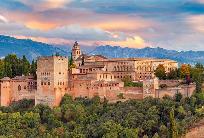 Sunset view of Alhambra, Granada
