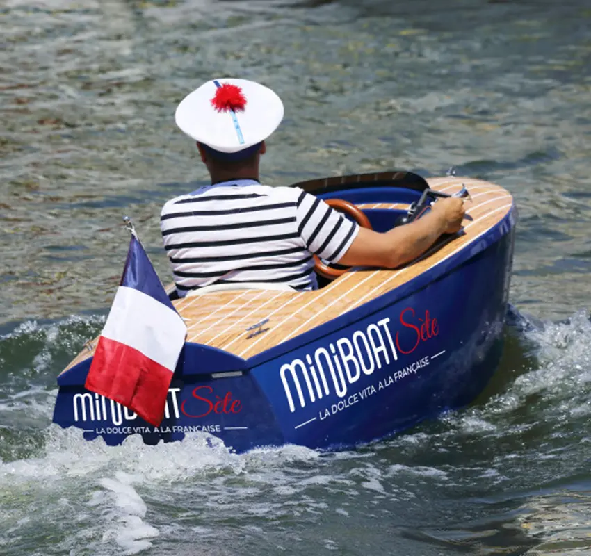 Mini Boat on the canal in Sète