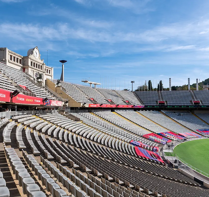 Empty FC Barcelona stadium on a sunny day