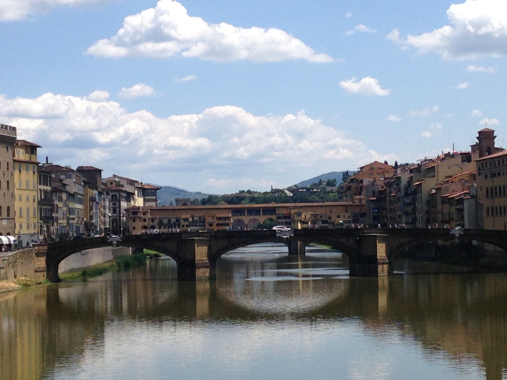 View of Ponte Vecchio from Ponte Santa Trinita in Florence