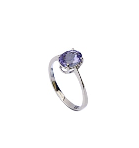 Tanzanite ring on a white background