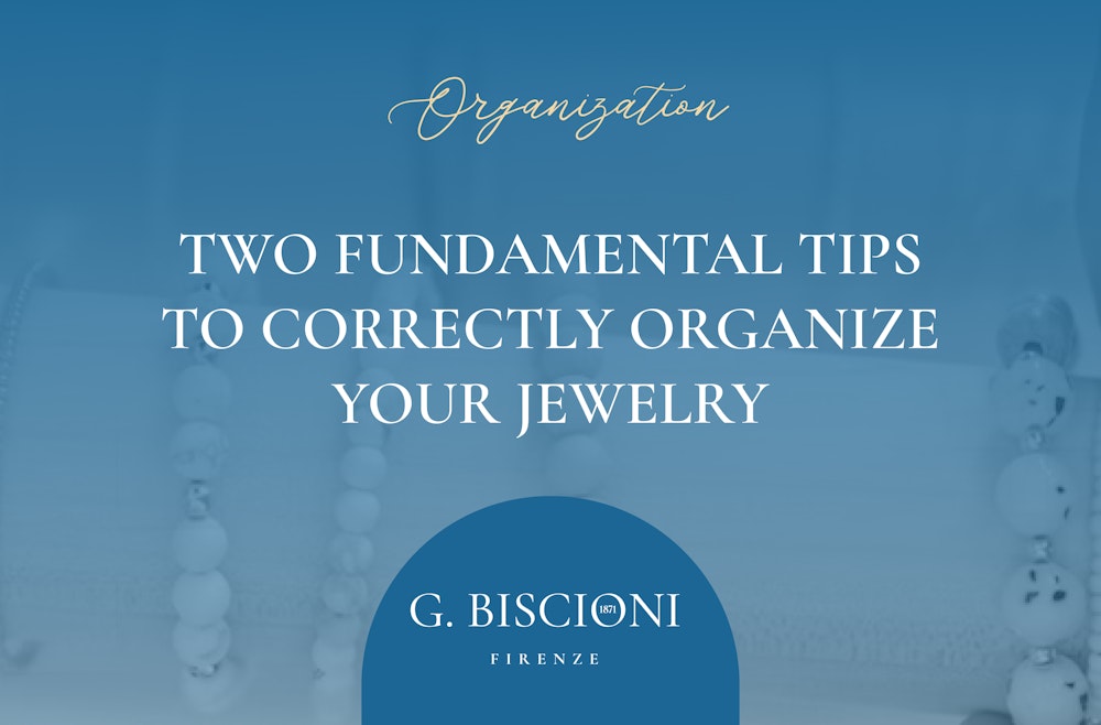 title of the new blog post with jewels in transparency and Biscioni Gioielli logo