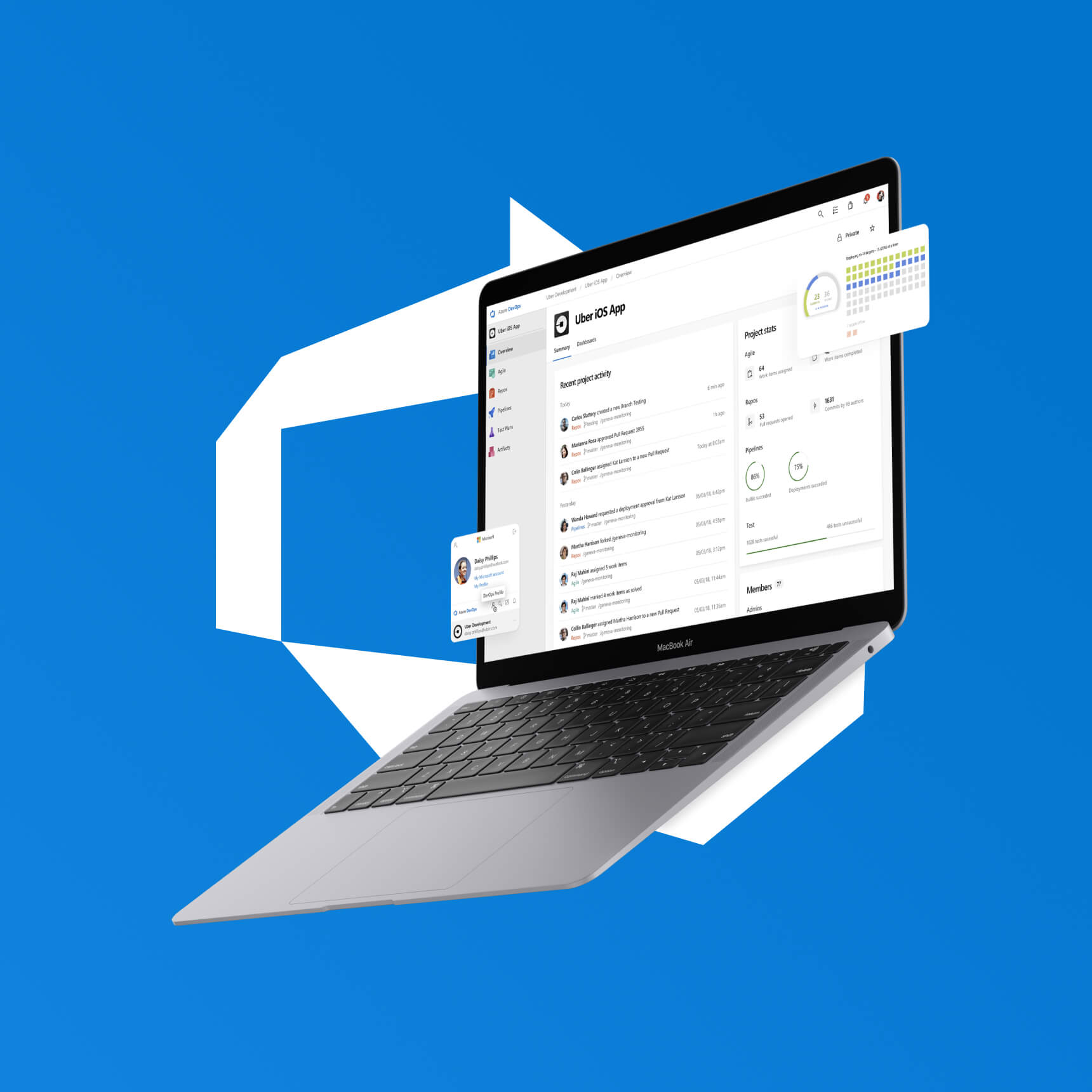 Microsoft logo and laptop design
