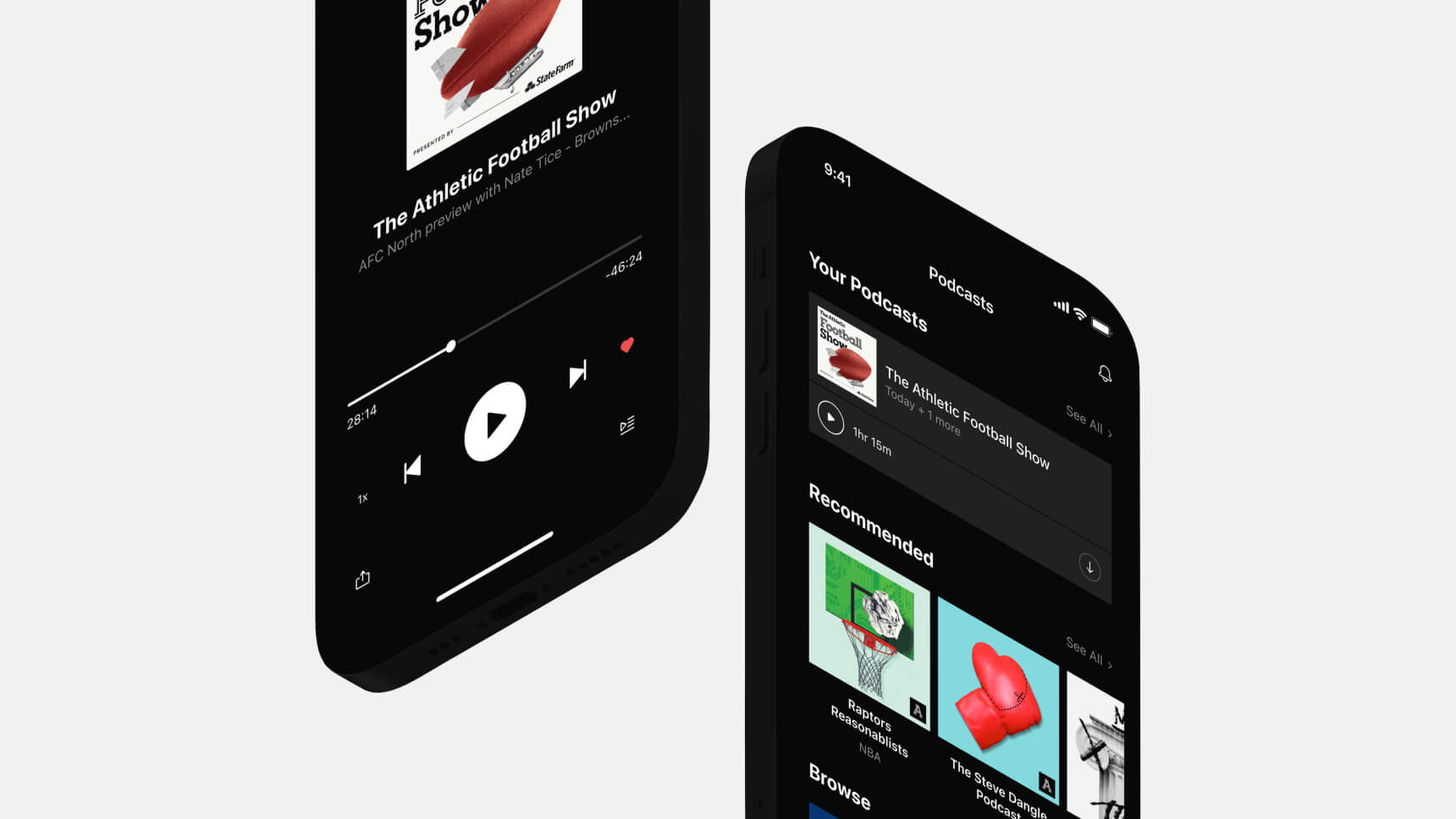 The Athletic mobile app design screens
