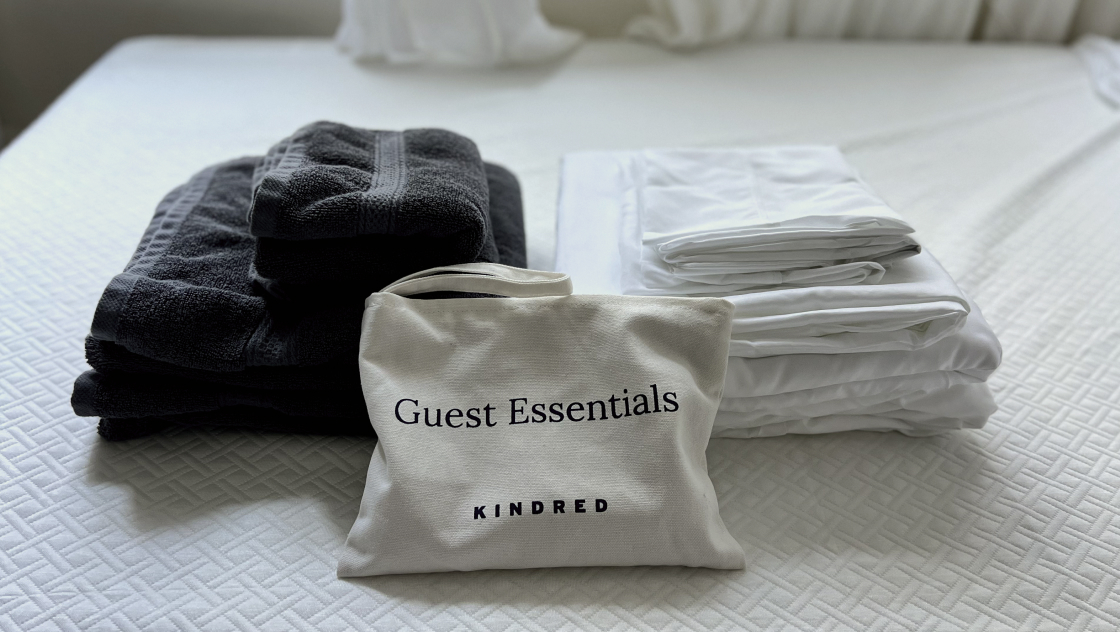Kindred home details with Guest Essentials bag