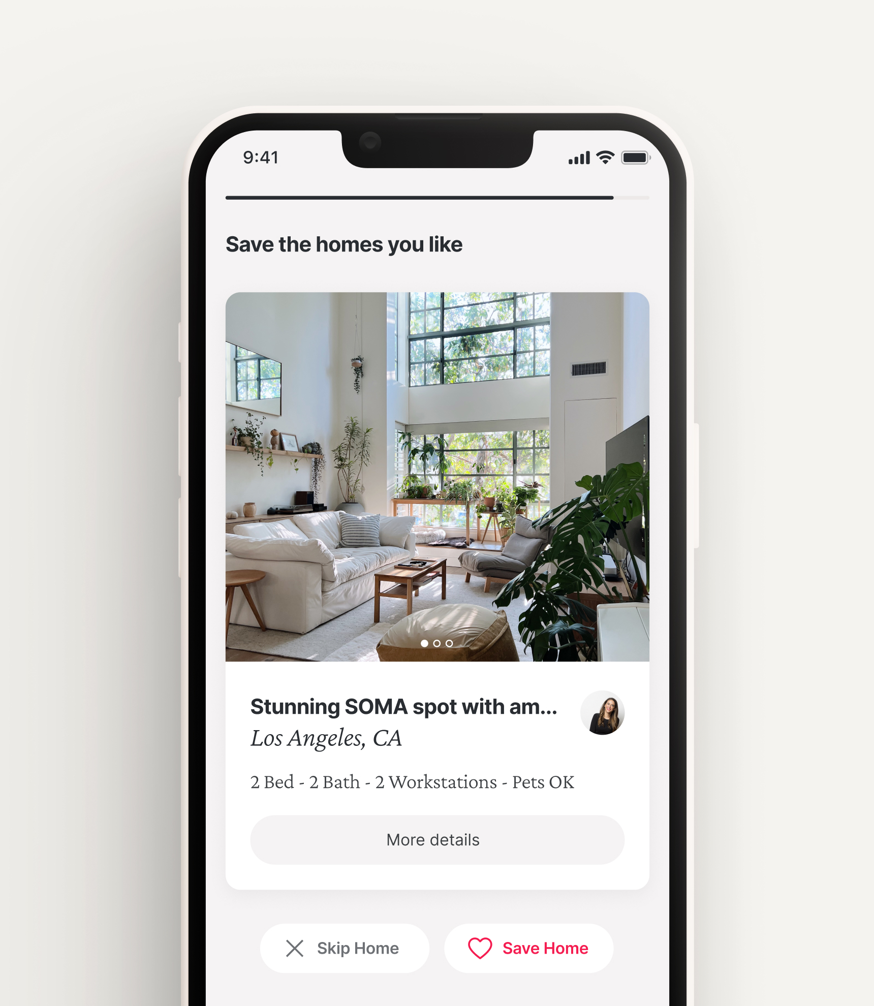 Kindred iOS app saved homes screen