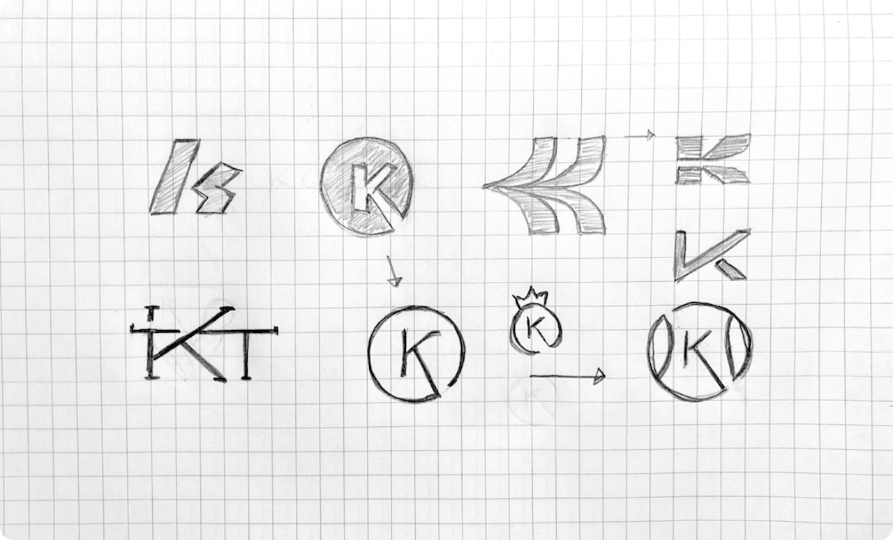 Initial sketches of the Kensington Tennis Club logo designs