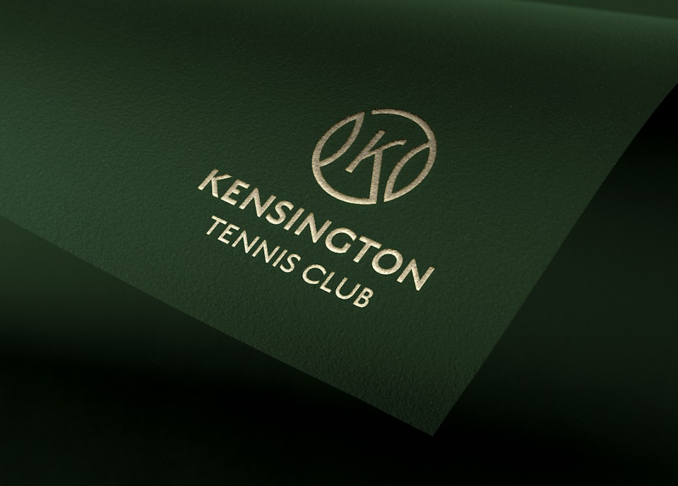 KTC Branding designed by Kozo Creative embossed in gold on dark green paper.