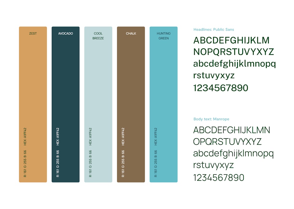 Colour palette and typography styles for the Hillstone Law branding project