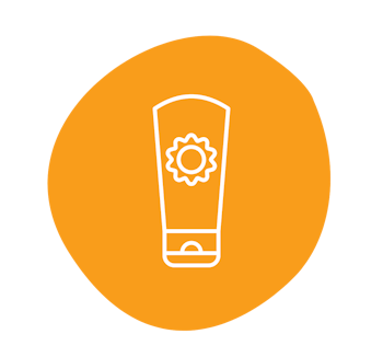 Sunscreen bottle on orange background