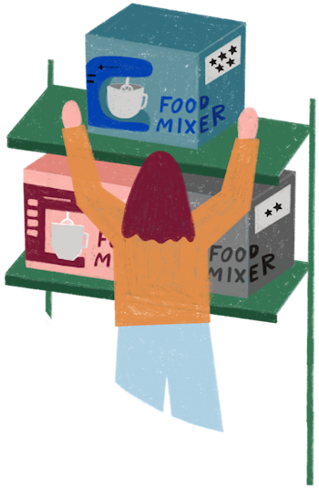Buying food mixer illustration. 
