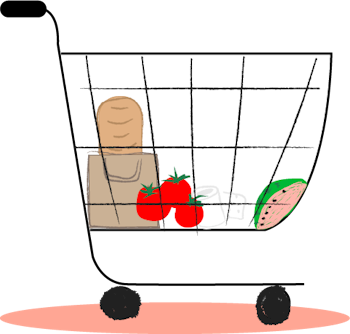 Illustration of supermarket trolley.