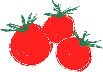Illustration of three tomatoes.