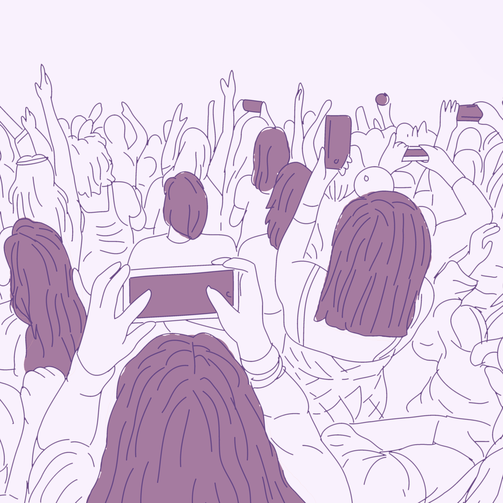 Illustration of people dancing at a concert.