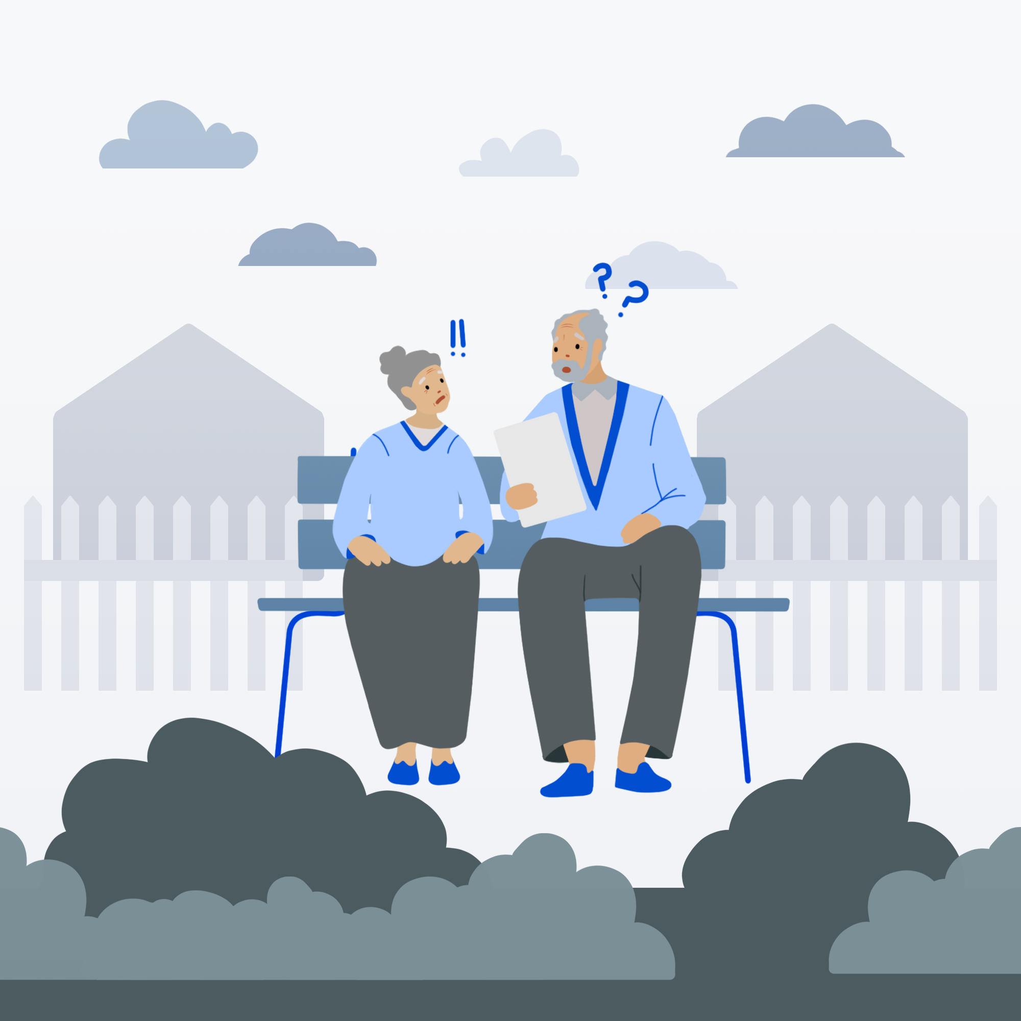 Image of a couple looking at their retirement village contract